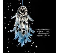 Decorative Catcher for Good Dreams with Pearls and Feathers, Artisan Wind Chime Suitable for Bedroom, Living Room, Outdoor (N)