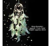 Decorative Catcher for Good Dreams with Pearls and Feathers, Artisan Wind Chime Suitable for Bedroom, Living Room, Outdoor (F(without light))