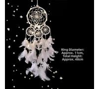 Decorative Catcher for Good Dreams with Pearls and Feathers, Artisan Wind Chime Suitable for Bedroom, Living Room, Outdoor (M)