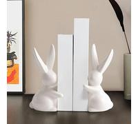 Decorative Ceramic Book Ends, Quirky Rabbit Bookends, Bunny Ornaments Book Holders Stopper For Shelves Art Bookend,Cute Animal Book Ends Home Decor