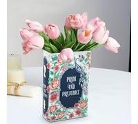 Decorative Ceramic Book Vase for flowers, Cute Vase for Bookshelf Decor, Creative Gifts for Book Lovers, Modern Personalised Ornaments for Floral Arrangement Home Bedroom Living Room Office (3)