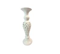 Decorative Ceramic Candlestick Holder, 30 cm Tall, Cream Filigree Lace Pattern