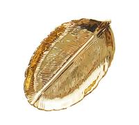 Decorative ceramic tray with gold leaf as an elegant piece of jewellery for rings, make-up, stylish addition to any table decoration in the living area (gold, one size)