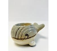 Decorative Ceramic Whale Tealight Candle Holder Bathroom Accessory, 10x8x6 cm, Grey and White