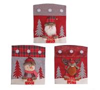 Decorative chair covers featuring Santa Claus, snowman, and reindeer designs, perfect for Christmas party decorations and seasonal use (H-YT83)