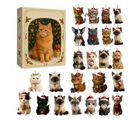 , Decorative Charm Countdown Calendar, 2025 Christmas Finding Advent 24 Days Cute 2D Cat Pendant for Pet Lovers Collectors Children Indoor Window Outdoor Entrance Door
