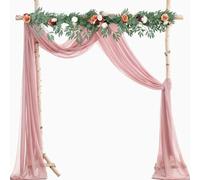 Decorative Chiffon Draping Fabric Wedding Arch Backdrop Sheer Curtain Panel for Outdoor Garden Party Ceremony Reception Venue Stage Background(Dark Pink)