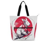 Decorative Children's Book Tote Bag for Kids Adults, Cartoon Wallaby 4th Of July Independence Day Sturdy Girls Resuable Shopping Bag Handbag with Zipper for School Work Travel Rainbow bolso