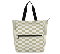 Decorative Children's Book Tote Bag for Kids Women Men, Yellow and White American Plaid Water-resistant Tote Bag Resuable Grocery Bag with Zipper for School Shopping Beach Rainbow para llevar