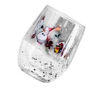 Decorative Christmas Double Wall Glass Coffee and Milk 300ml Capacity Drink Cup Holiday Chopsticks Rest Hot Chocolate Glass Cup