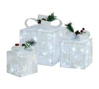 vidaXL 3x Decorative Christmas Gift Boxes Red Outdoor Indoor LED Gift Boxes