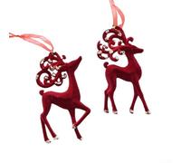 Decorative Christmas Red Flocking Ornaments Transform Any Room into a Festive Wonderland (Deer)