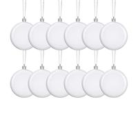 Decorative Christmas Tree Baubles - Flat White Paintable 12 Pieces Create Your Own Party Ornaments | Outdoor Wedding, Backyard, Garden, Patio, Porch