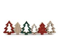 Decorative Christmas Trees in a Row, Traditional Holiday Decor, 30cm Winter Themed Ornaments