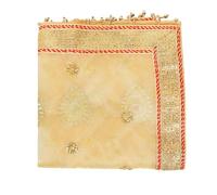 Decorative Chunari Backdrop Netted Cloth Pooja Chunari(Size:-2 Meter) Chunni Puja Indian Traditional Navratri Festival Decoration MATA Ki Chunri for Statue Chowki Aasan Mat Poster Frame(White,Golden)