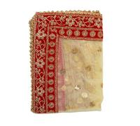 Decorative Chunari Backdrop Netted Cloth Pooja Chunari(Size:-20 Inch x 42 Inch)Indian Traditional Navratri Festival Decoration Chunr MATA Ki Chunri for Statue Chowki Aasan Mat Posters Frame(Off-White)