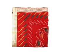 Decorative Chunari Chunar Chunni Large Dupatta Chunni Puja Chunr MATA Ki Chunri for Statue Chowki Pooja Aasan Mat Posters Frame Indian Traditional Navratri Karwachauth Festival(Size:-76")(Red,Orange)