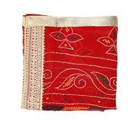Decorative Chunari Chunar Chunni (Size :- 76 Inch) Large Chunni Puja Indian Traditional Karwachauth Festival Diwali Decor Chunr MATA Ki Chunri for Statue Chowki Pooja Aasan Mat Posters Frame (Red)