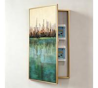 Decorative Circuit Breaker Box Cover, Hidden Electric Panel Hiding Panel for Indoor Outdoor Use, Aluminum Frame, Wall-Mounted Fuse Box Decor, 40x80cm Size