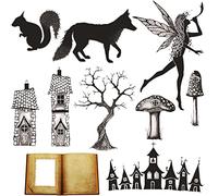 Decorative Clear Stamps | Fairy and Mushrooms Background Clear Stamps | Reusable Scrapbooking Tool Transparent Stamps | Fairy Pattern Clear Stamps | Scrapbook Stamps for Card Making Decoration