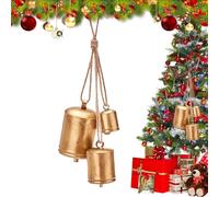 Decorative Clocks, Rustic Christmas Bells - Handmade Rustic Harmony Bells | Rustic Christmas Cow Bells Decor, Vintage Dangle Ornaments on Jute Rope for Weddings, Parties