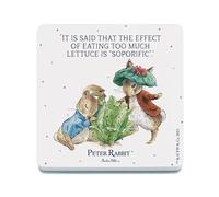Decorative Coaster (10 x 10 cm) - Beatrix Potter - Peter Rabbit and Benjamin Bunny with Lettuce