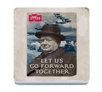 Decorative Coaster (10 x 10 cm) - (Official Imperial War Museum) Churchill - Let Us Go Forward Together