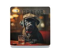 Decorative Coaster (10 x 10 cm) - Peaky Paws (Black Labrador)