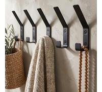 Decorative Coat Hooks for Wall Mount Set of 5 - Stylish and Sturdy Black Metal Double Hooks are Perfect to Hang Your Jackets, Towels Or Hats - A Modern Addition to Any Farmhouse or Minimal Home Decor