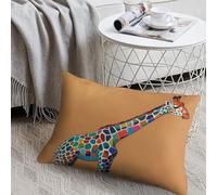 Decorative Colorful Giraffe Lumbar Throw Pillow Covers 8"x12" with Hidden Zipper Outdoor Couch Pillow Cases for Sofa Bed Living Room Garden Plush Pillowcase Farmhouse Cushion Case Home Decor