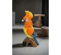 Decorative Colorful Parrot Ceramic Vase, Hand-Painted Bird on Branch, 29cm Tall, Home Office Table Shelf Décor