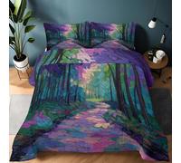Decorative colorful Printed Comforter - Art Impressionist Forest Path Patterned All-Season Down Alternative Duvet Insert - Luxury Soft Quilted Bedding Reversible Design - Double 200×200 cm