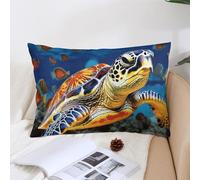 Decorative Colorful Sea Turtle Lumbar Throw Pillow Covers 12x20 with Hidden Zipper Outdoor Couch Pillow Cases for Sofa Bed Living Room Garden Plush Pillowcase Farmhouse Cushion Case Home Decor