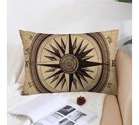 Decorative Compass Wind Road Map Lumbar Throw Pillow Covers 12x20 with Hidden Zipper Outdoor Couch Pillow Cases for Sofa Bed Living Room Garden Plush Pillowcase Farmhouse Cushion Case Home Decor