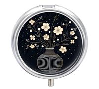 Decorative Container Round Pill Box Travel Portable Pill Case 23 Compartment Medicine Metal Tablet Vitamin Holder Organizer for Purse Pocket