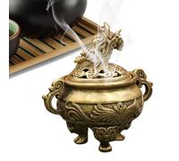 Decorative Copper Charcoal Incense Censer - Vintage Holder Bowl, Incense Cone Vessel, Artistic Aromatherapy Container, Classic Design Ornament with Functional Lid | Convenient Arrangement for Living R
