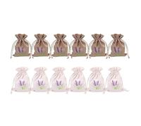 Decorative Cotton And Linen Drawstring Pouches For Lavenders And Spices Storage Wedding Favor Bags 12 Count Lavenders Bags