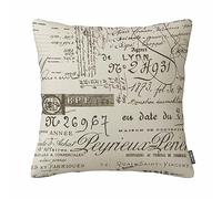 Decorative Cotton Linen Square Throw Pillow Cover Cushion Case Vintage Khaki Background Words Pattern Pillowcase 18X18 Inches(For Living Room/Sofa)