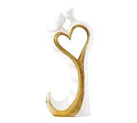 Decorative Couple Figurine - Romantic Ceramic Decorations Molded with Heart Design | Decoration for Love, Birthday, Wedding, Engagement, Valentine, Christmas, Date Night,