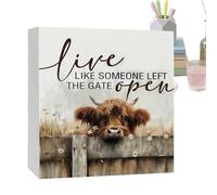 Decorative Cow Figures for the Home, Wooden Western Animal Table Decoration as a Table Centrepiece - Cow Room Decoration, for Office, Kitchen, Home, Wedding, Mantle, Desk, Display Case