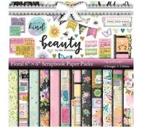 Decorative Craft Paper Scrapbook, Scrapbook Paper 6x6 Inches Pack of 24 Sheets 12 Designs 135gsm Multicolor