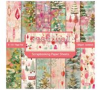 Decorative Craft Paper Scrapbook, Scrapbook Paper Pack of 48 Sheets 6"x6" Christmas Patterns Single Sided 160gsm Acid Free Multicolor