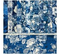Decorative Craft Paper Scrapbook, Scrapbook Pattern Paper Pack of 2 48 Sheets 12 Designs 6x6 inches Blue