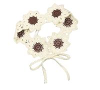 Decorative Crochet Head Kerchief with Flower Design Polyester Feel for Everyday Hair Arrangement and Outfit Accent Crochet Floral Head Wrap Textured Hair Kerchief Tie Back Covering Flower Accessory