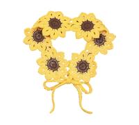 Decorative Crochet Head Kerchief with Flower Design Polyester Feel for Everyday Hair Arrangement and Outfit Accent Crochet Floral Head Wrap Textured Hair Kerchief Tie Back Covering Flower Accessory