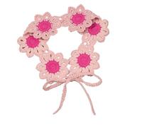 Decorative Crochet Head Kerchief with Flower Design Polyester Feel for Everyday Hair Arrangement and Outfit Accent Crochet Floral Head Wrap Textured Hair Kerchief Tie Back Covering Flower Accessory