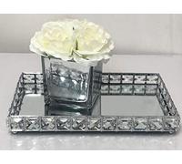 Decorative Crystal Chrome Mirrored Tray Rectangular Decoration Decorative candle display vanity candle tray wedding table plate 30cmx19cm