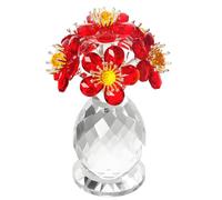 Decorative Crystal Flower Figures, Nature Sculptures, Red, C