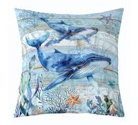 Decorative Cushion Covers Cute Whales Ocean Animal Marine Animals Underwater World Summer Blue Ocean Set Of 2 Decorative Cushion Covers For Patio Livingroom Farmhouse