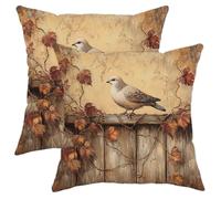 Decorative Cushion Covers Fall Doves Bird Autumn Wooden Fence Ing Maple Leaves Set Of 2 Washable Pillow Covers For Couch Furniture Bed